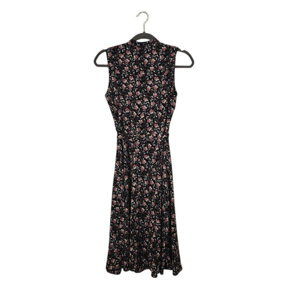 Nanette Lepore Womens Floral Midi Dress Size 4 Blue Sleeveless Belt Preppy - Picture 2 of 6